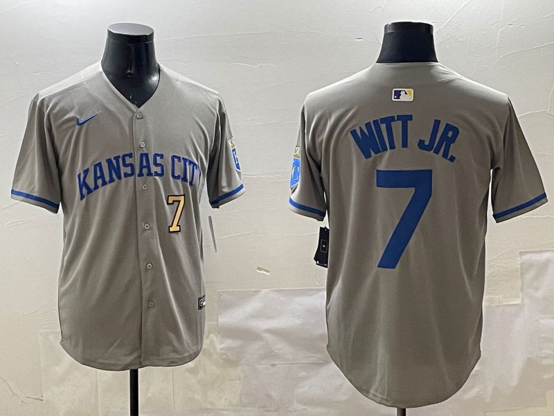 Men Kansas City Royals #7 Witt jr Grey Game 2025 Nike MLB Jersey style 3163->chicago cubs->MLB Jersey